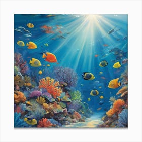 Under The Sea Paintings Art Print 2 Canvas Print