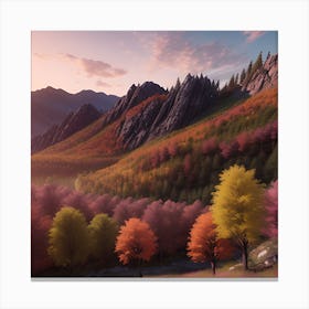 Autumn Trees In The Mountains Canvas Print