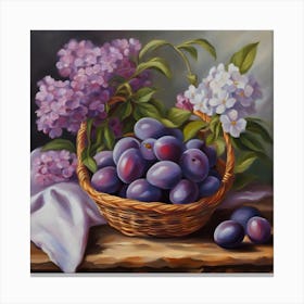 Plums In A Basket Canvas Print