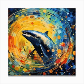 Dolphin In A Swirl Canvas Print