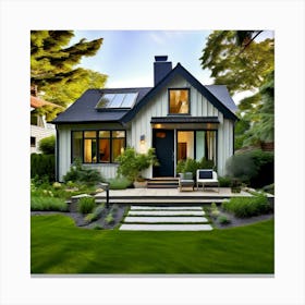 Small House With Green Lawn Canvas Print