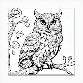 Owl Coloring Page Canvas Print