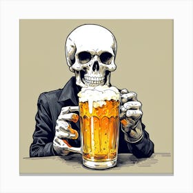 Skeleton Drinking Beer 1 Canvas Print
