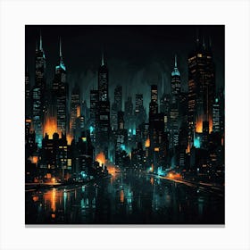 Abstract Depiction Of A City At Night Canvas Print