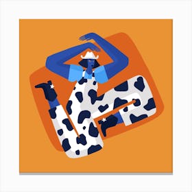 Cow Girl Square Canvas Print
