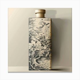 Asian Landscape Hand Drawn Sketch Canvas Print