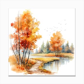 Watercolor Autumn Trees 2 Canvas Print