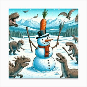 Dinosaur Snowman 1 Canvas Print