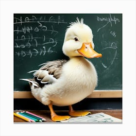 Duck On Chalkboard 1 Canvas Print