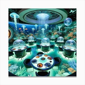 A Sci Fi Themed Dining Area Called Neptunian Abys Canvas Print