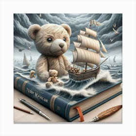 Teddy Bear In The Ocean Canvas Print