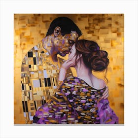Magic021 The Kiss Painting By Gustav Klimt Gold Canvas Iin The Canvas Print