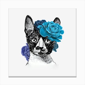 Cat With Roses Canvas Print