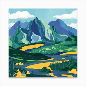 Cadair Idris Wales Colourful Mountain Illustration Poster 2 Canvas Print