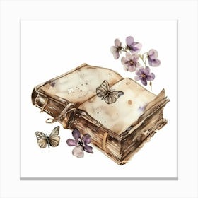 Watercolor Book With Butterflies Canvas Print