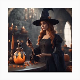 Witch In A Pumpkin Canvas Print