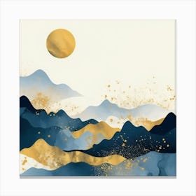 Blue And Gold Mountains Canvas Print