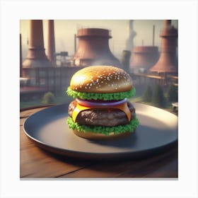 Burger On A Plate 77 Canvas Print