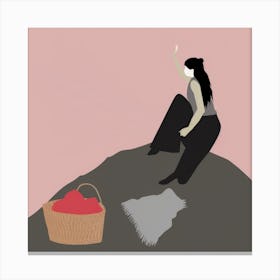 Woman With A Basket Canvas Print