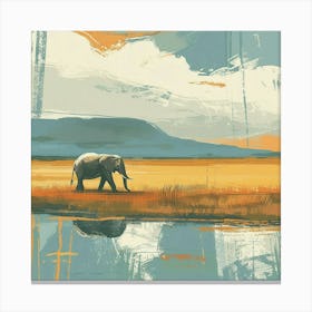 Elephant In The Grass Canvas Print