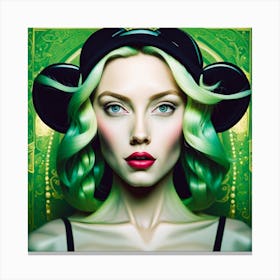 Sexy Woman With Green Hair Canvas Print