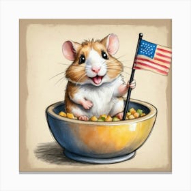 Hamster With American Flag 1 Canvas Print