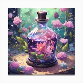 Bottle Of Flowers Canvas Print