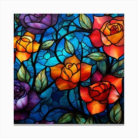 Stained Glass Roses 3 Canvas Print