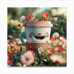 Laughing Coffee Mug Canvas Print