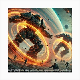 Lava Sentinels Resisting Gravitational Forces Canvas Print