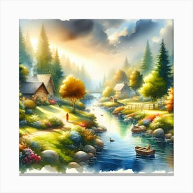 Watercolor Landscape Painting 14 Canvas Print