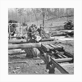 Turning The Log At The Country Sawmill Near Omaha, Illinois By Russell Lee Canvas Print