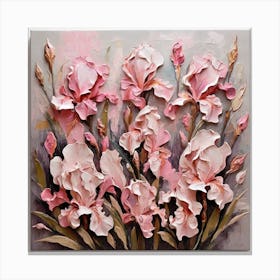 Pattern with pink Irises flowers Canvas Print