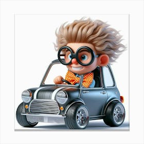 Boy Driving A Car Canvas Print