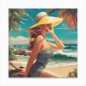 Pin-Up Sea Side Beauty Canvas Print