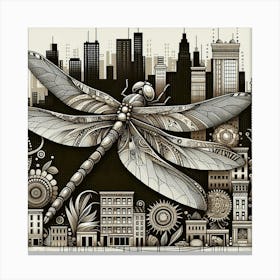 Dragonfly In The City Canvas Print