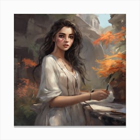 Girl In A White Dress Canvas Print