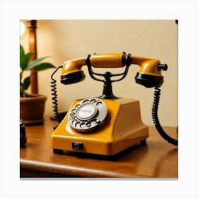 Nostalgia Yellow Telephone Canvas Print