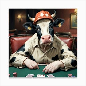 Poker Cow Canvas Print