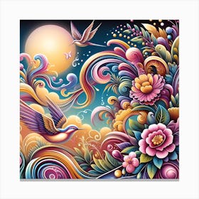 Colorful Psychedelic Abstract Painting Canvas Print