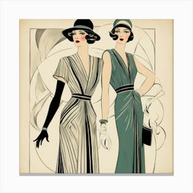 Two Ladies In Hats Canvas Print