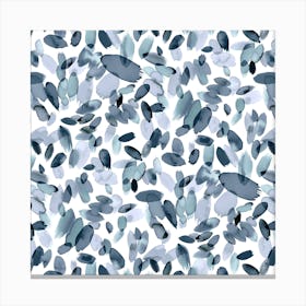 Watercolor Petal Stains Blue Greyish Square Canvas Print
