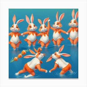 Rabbits In The Water 11 Canvas Print