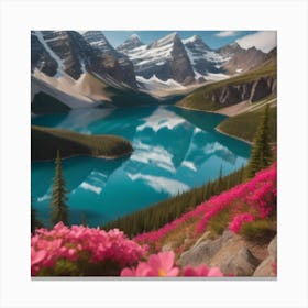 Pink Flowers In The Mountains Canvas Print