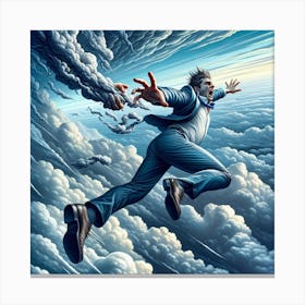 Man Flying Through The Clouds Canvas Print