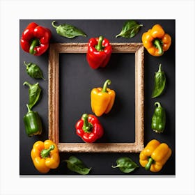 Colorful Peppers In A Frame 16 Canvas Print