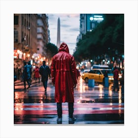 Raincoat On The Street Canvas Print