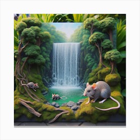 Rat And Waterfall Canvas Print