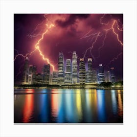 Lightning Over Singapore City Canvas Print