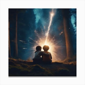 Two Children In The Forest Canvas Print